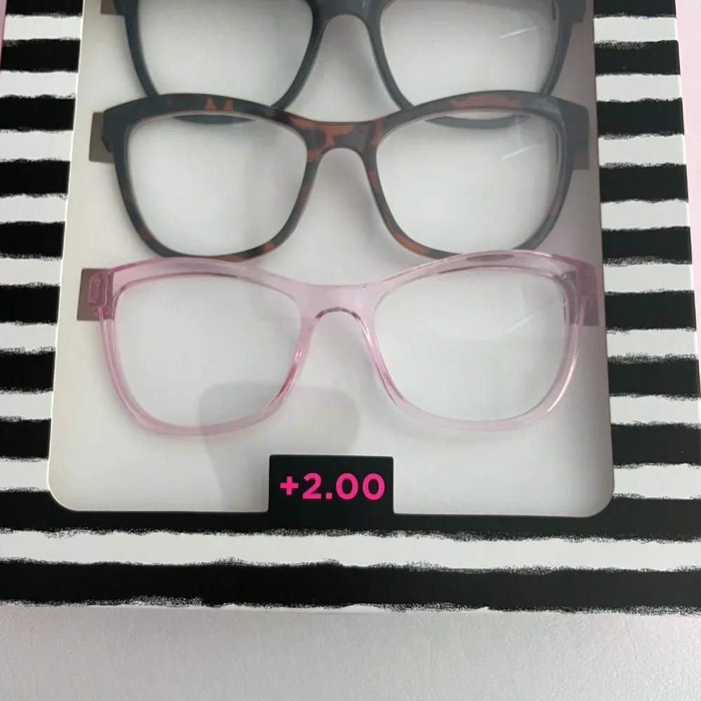 Betsey Johnson +2.00 Reading Glasses 3 Pair Pink